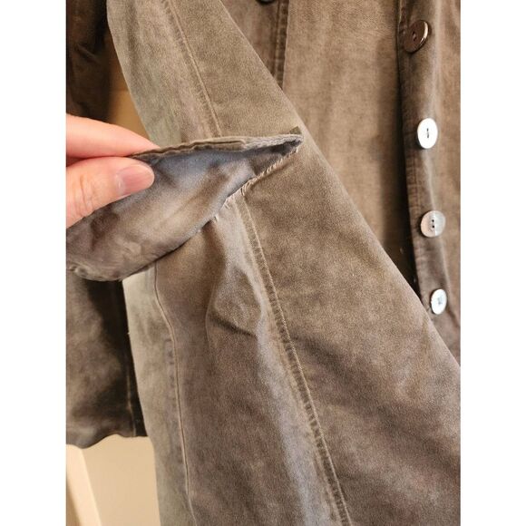 Suzy D London distressed military open front high low size Medium jacket grey - Picture 5 of 8